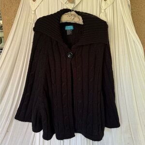 Elegant Black Knit Women's One Button Sweater